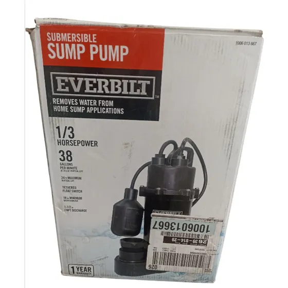 Bomba Sumergible 1/3 Hp 38 Gal/min Nueva Everbilt