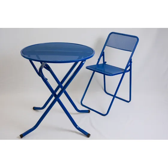 Mesa Bar Resto Plegable Chapa Perforada Redonda 60 Cm