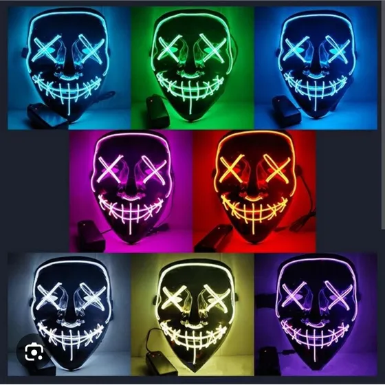 Mascaras Luz Led La Purga Halloween V + Batería