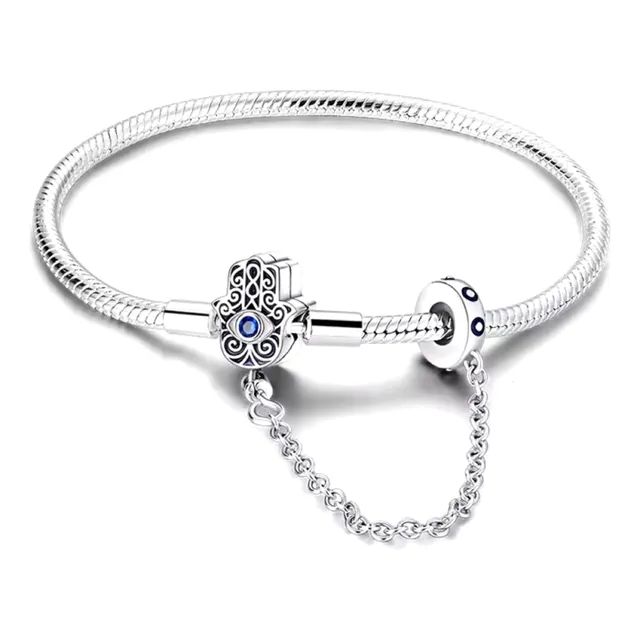 Pulsera Trébol De La Suerte Mano De Fátima En Plata S925