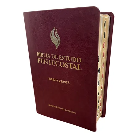 Bíblia De Estudo Pentecostal Media Com Índice Luxo Com Harpa Cristã Almeida Revista Capa Nova