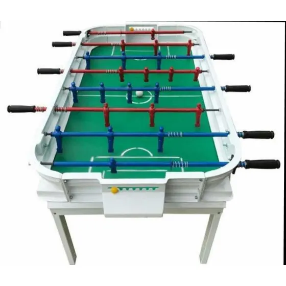 Metegol Bruno Multijuegos 1 Reforzado Color Blanco Con Jugadores De Aluminio Y Pelotas Incluidas