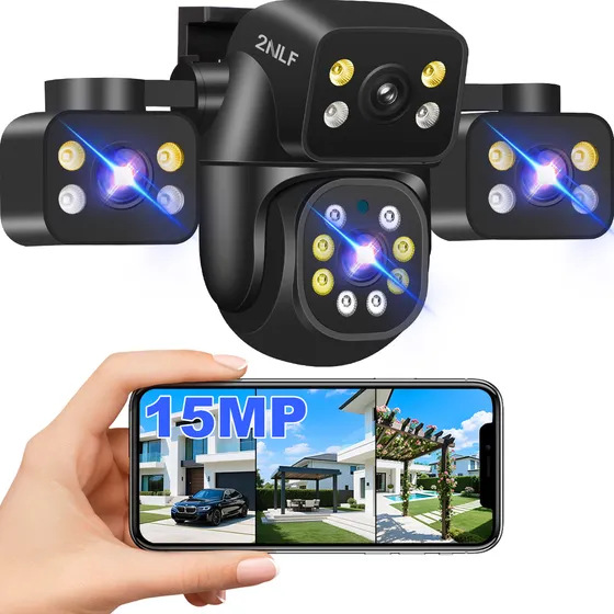 2nlf D1082 3 Lentes 15mp Cámara de Seguridad Wifi Exterior 360