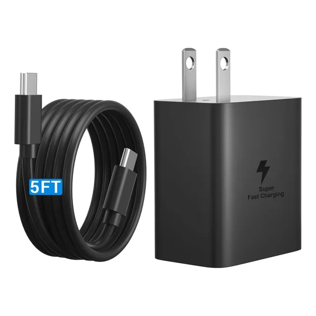 45 W Cargador Rápida Para Samsung Tipo C Color Negro S21 S22