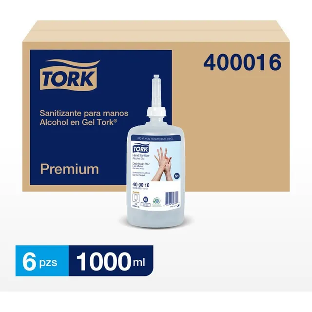 Tork Gel Antibacterial Prem 70% Alcohol 6 Envases/1000 Ml