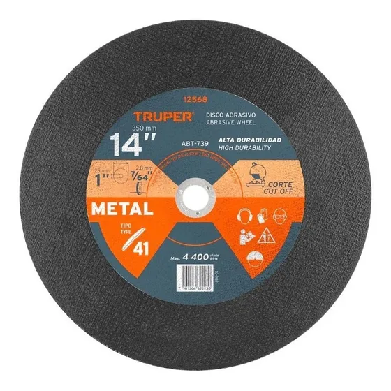 Disco Corte Metal 14 X 7/64x1 Pulgada Para Trozadora Truper