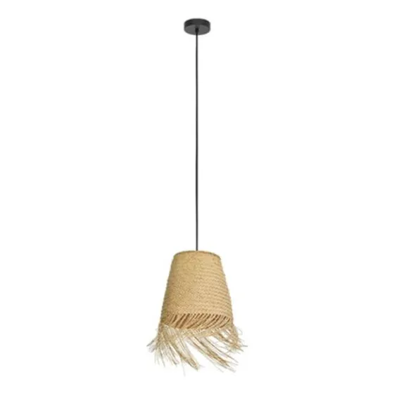 Colgante Lampara Pantalla De Mimbre Color Natural Aycliffe 