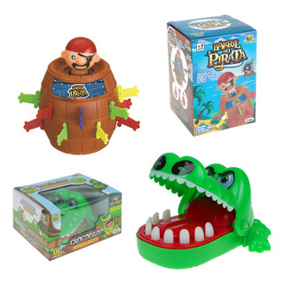 Kit Jogo Barril Do Pirata + Jacaré Crocodilo Come Dedo Kit Jogo Barril Do Pirata + Jacaré Crocodilo Come Dedo