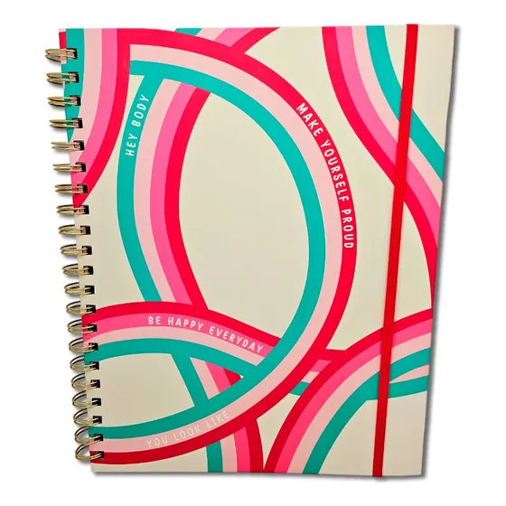 Libreta De Espiral Tapa Dura Con Liga 4 Materias.