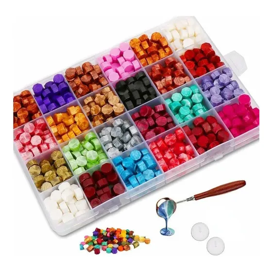 Bolsa De 600 Pastillas De Cera Lacre Para Sellos 24 Colores