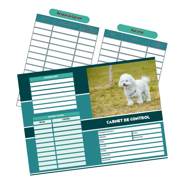 20 Carnet Control Veterinarios 14 X21.5cm