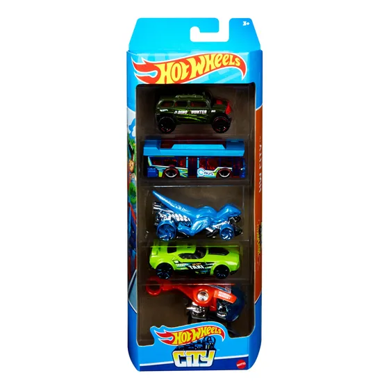 Vehículo Hot Wheels Die Cast Paquete 5 Autos Modelos Multicolor
