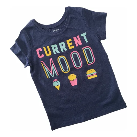 Remera Manga Corta Niña Carters 6x Años Azul Letras