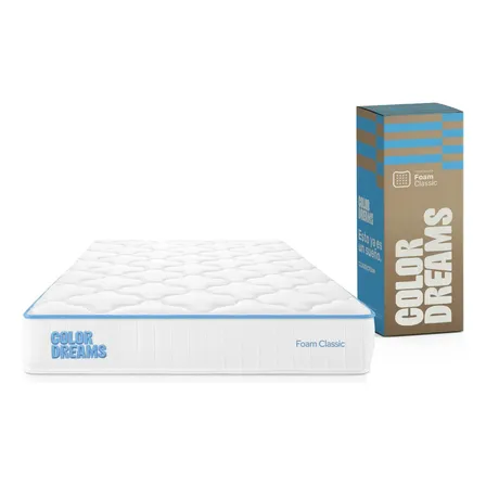 Colchón Individual En Caja Essential Memory Foam 100x190x18 Cm Hipoalergénico Espuma De Alta Densidad Y Tela Poliéster Firmeza Media Colordreams Blanco/gris