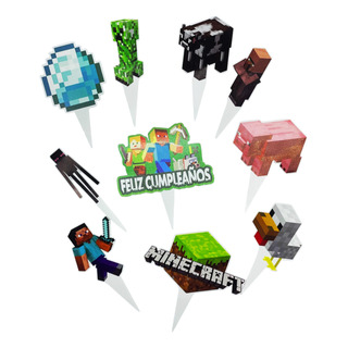 Decoración Pastel Cake Topper De Minecraft 10pz Decoración Pastel Cake Topper De Minecraft 10pz