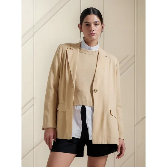 Blazer Mujer Ostu Blazer Café Viscosa 40400011-80216