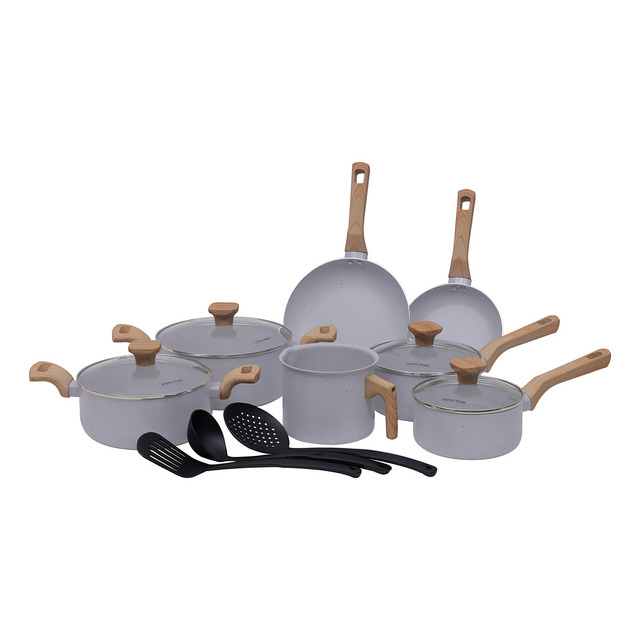 Conjunto Jogo De Panelas Ceramica Antiaderente Fogão Indução Mimo Style Grafito Cinza Clar... Conjunto Jogo De Panelas Ceramica Antiaderente Fogão Indução Mimo Style Grafito Cinza Clar...