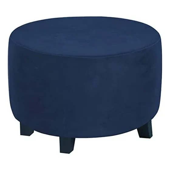 Funda De Ottomán De Terciopelo Navy Xl, Lavable Y Ajustable