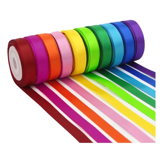 10 Rolos Fita Arco-íris Combinados Em Cores Sólidas