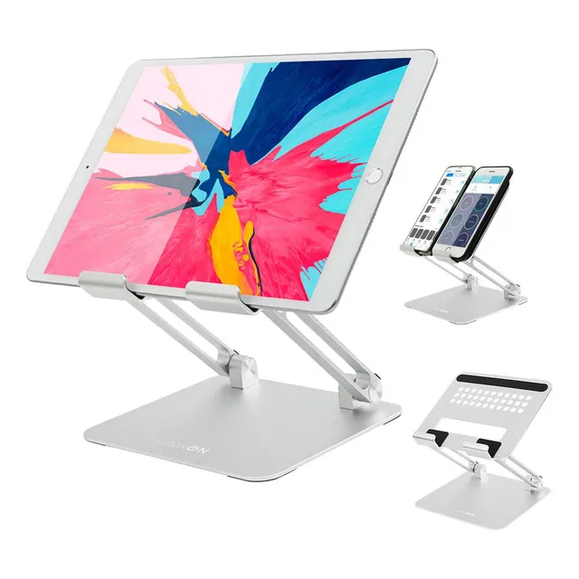 Soporte Para Tablet De Escritorio Linkon Taylor Stand En Aluminio Movible Color Gris Claro