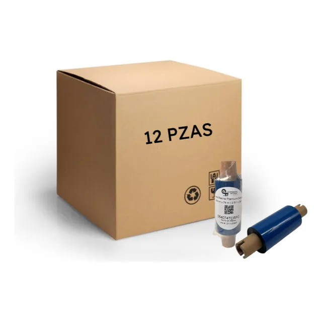Caja 12 Pzas Ribbon Cera Resina Premium 64x74 Para Etiquetas Negro