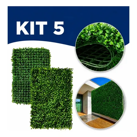 5 Placas Jardim Vertical Artificial Buchinho 60x40cm Plantas
