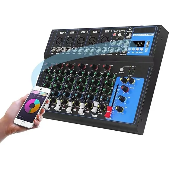 Mesa Som Profissional 7 Canais Usb Bluetooth Interface Áudio