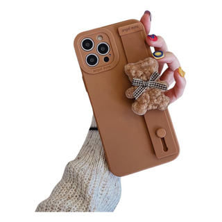 Funda De Oso Teddy Con Agarre Para iPhone Marrón 14 Funda De Oso Teddy Con Agarre Para iPhone Marrón 14