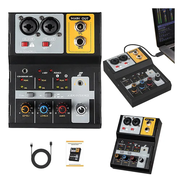 Interface Áudio Profissonal F-2a 2 Canais Mesa De Som Placa