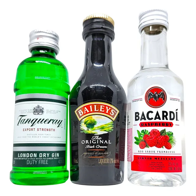 Baileys Tanqueray Bacardí Raspberry Mini 50ml Paquete 12pzas