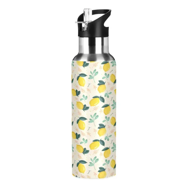 Botella Agua Mucho Limon Tapa Pajita Para Gimnasio Camping 8