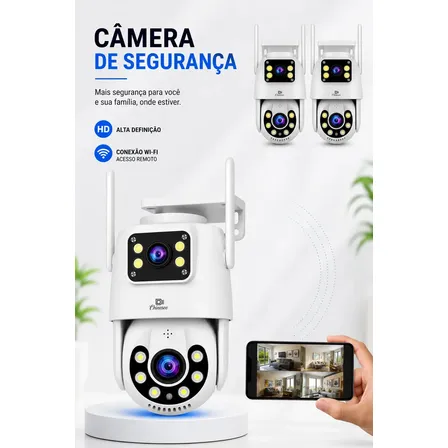 Câmera De Segurança Wi-fi Externa Interna Lente Dupla Giratória Smart Ip Prova D'água Visão Noturna Infravermelho Hd App Yoosee Chinesee