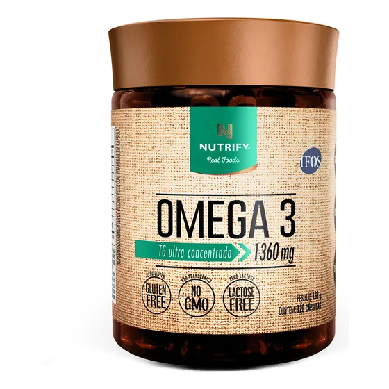 Nutrify Ômega 3 TG Ultraconcentrado 1360mg - Enriquecido com Vitamina E - Foco, Memória e Bem-Estar - 120 Cápsulas