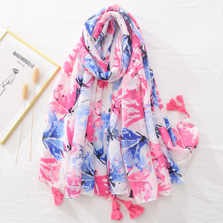 Pañuelo De Playa Con Borlas Largas Y Estampado Floral Colori Pañuelo De Playa Con Borlas Largas Y Estampado Floral Colori