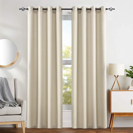 Juego De Cortinas 2 Paños Blackout Labradas + Borlas Regalo