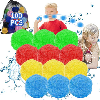 100 Bolas De Agua Reutilizables, Globos De Agua De Llenado R 100 Bolas De Agua Reutilizables, Globos De Agua De Llenado R