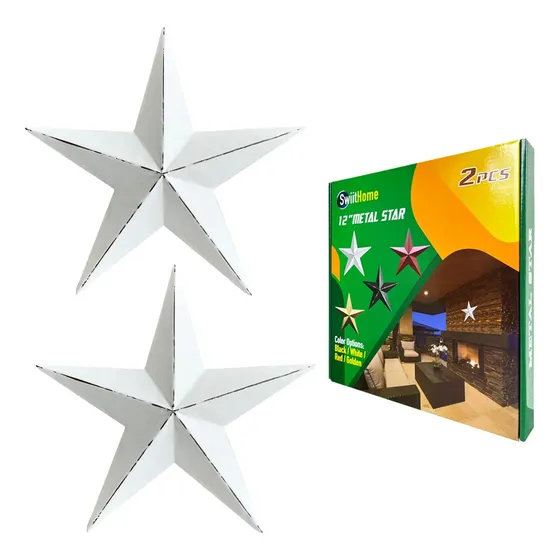2 Estrella Metal 12  Granero Para Decoracion Hogar Arte Casa