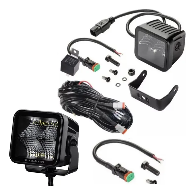 Kit Foco Neblinero Led Hella Black Magic Cubo 3.2 Flood Beam