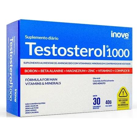 Testosterol 1000 Man Inove Nutrition Suplemento 30 Unidades Sem Sabor