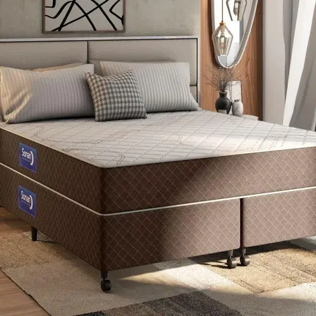 Box + Colchão King Sonan Tecnopedic One Face 193x203x49cm Marrom