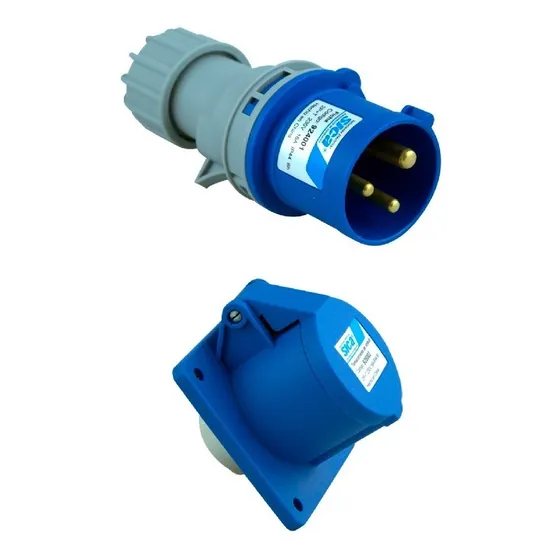 Ficha Industrial Macho + Toma De Embutir 2p+t 16a Sica