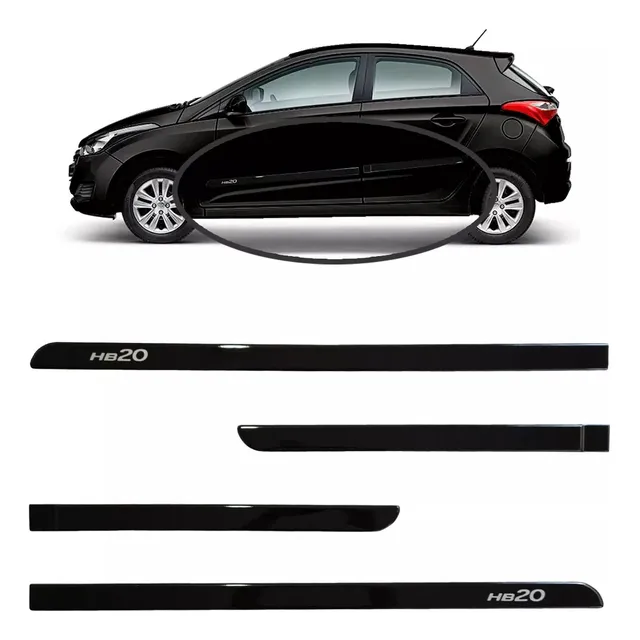 Jogo De Friso Lateral Para Hb20 Preto Onix 2022 2023 2024