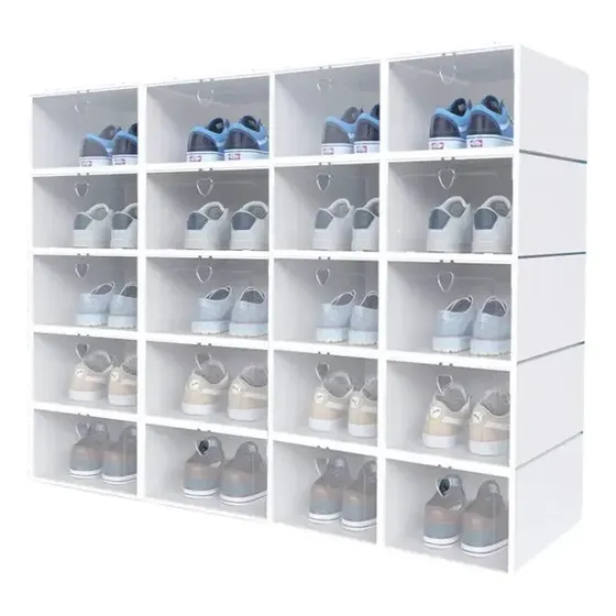 Set 12 Organizador De Zapatos Caja Organizadora Transparente Color Blanco