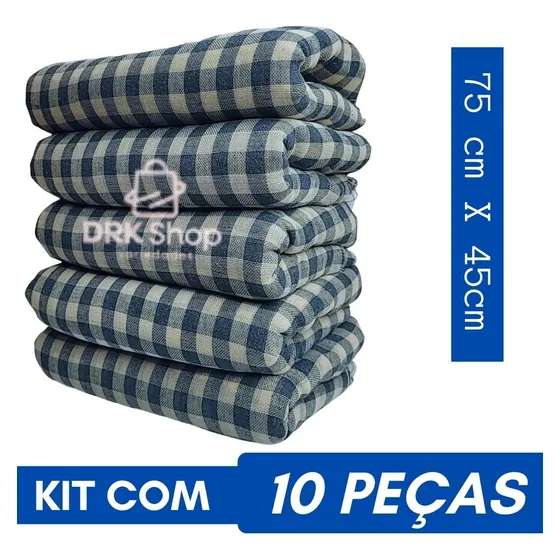 Pano De Chão Limpeza Saco Xadrez 100% Algodão Kit C/10 Un