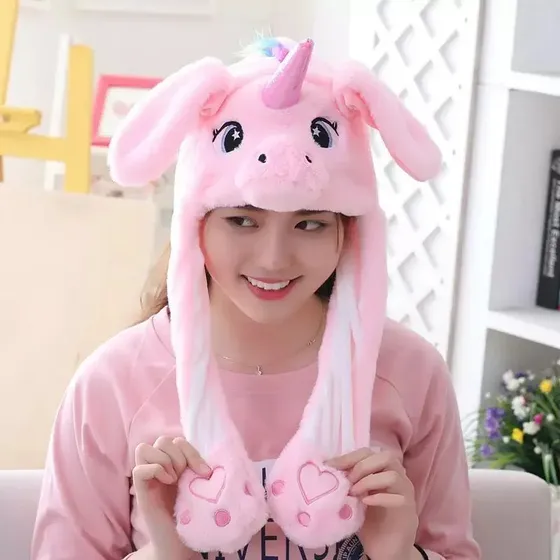 Gorro Kawai Pijama Con Orejas Móviles Luz Led