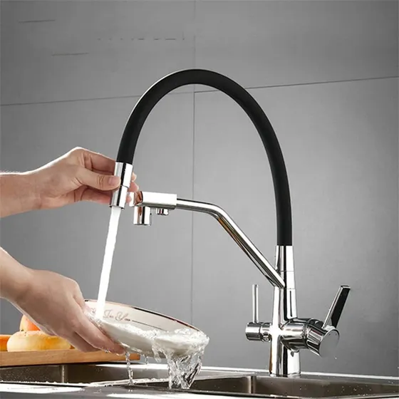 Grifo Cocina Filtrado Cromado Para Extraible 360 Grado Agua