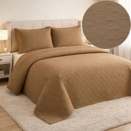 Kit Colcha Cobre Leito Matelado Liso King 3 Peças 150 Fios