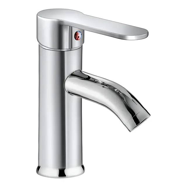 Canilla Griferia Monocomando Lavatorio Alta Tubo Recto Libercam Rgri-03 Acero Acabado Color Plateado Brillante