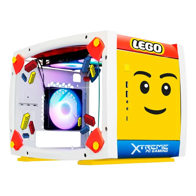 Gabinete Gamer Xtreme Pc Gaming Lego Edition Cxtleexwt Mini Itx Fan 3x120mm Usb-c Cristal Templado Rgb Blanco