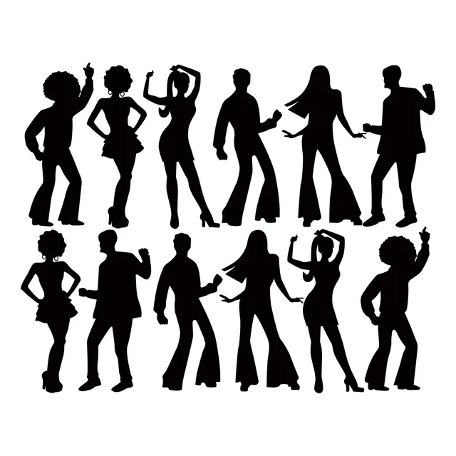 12 Pieza Silueta Baile Discoteca Recorte S Retro Extraibl